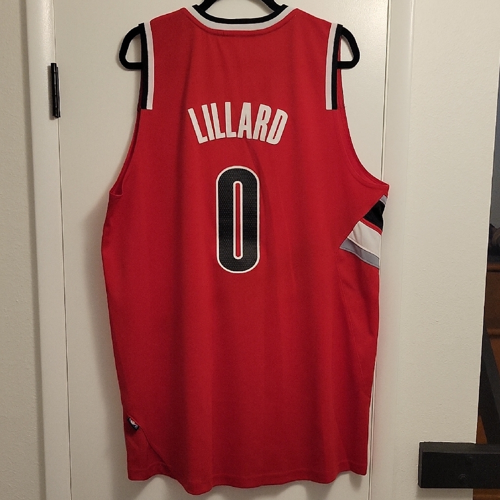 Vintage Adidas Damian Lillard Portland Trailblazers Red Basketball Jersey - Picture 7 of 8